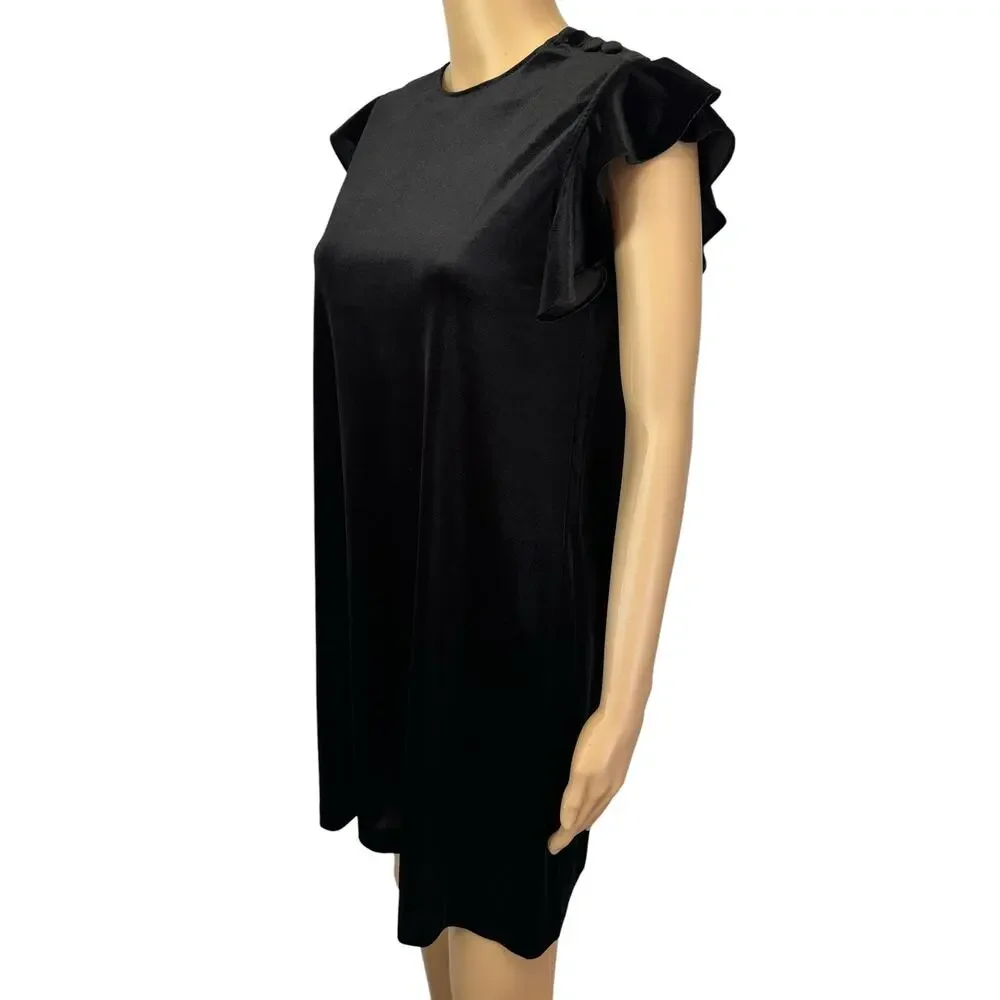 Jude Connally Flutter Sleeve Velvet Velour Dress Black Size XS